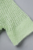 Gröna Sexiga Casual Solida genomskinliga T-shirts med o-hals