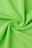 Groen Casual Solid Patchwork Fold Skinny Hoge taille Conventionele effen kleurrokken