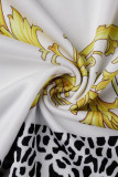 Кремовый Белый Повседневная Элегантный принт Пэчворк С открытыми плечами Три четверти Из двух частей