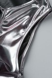 Серые сексуальные однотонные повязки с вырезом из асимметричного платья без рукавов с круглым вырезом Платья