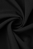 Robe longue décontractée noire à col en V et patchwork