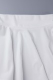 Branco Sexy Casual Sólido Sem Costas Gola V sem Mangas Duas Peças