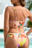 Blue Sexy Print Patchwork 3 Piece Sets