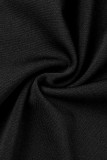 Черные сексуальные однотонные узкие комбинезоны в стиле пэчворк с круглым вырезом