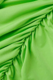Saias de retalhos lisas com dobra justa cintura alta convencionais verdes casuais
