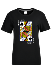 Svarta Casual Street Print Bokstaven O-hals T-shirts