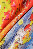 Kleur vintage elegante print patchwork V-hals rechte jurken