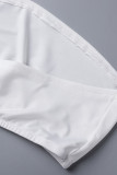 Weiße, sexy, solide, ausgehöhlte Patchwork-Badebekleidung