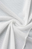 Blanc Sexy Solide Bandage Creusé Patchwork Transparent O Cou Robe Irrégulière Robes