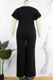 Wit Casual Solid Basic V-hals Jumpsuits in grote maten