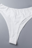 Witte sexy stevige uitgeholde patchwork badkleding