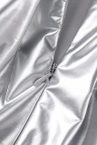 Silver Street Solide Patchwork-Falte mit hoher Taille Typ A Einfarbige Unterteile