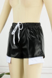 Silver Sexy Solid Patchwork Regular High Waist Conventional Solid Color Shorts