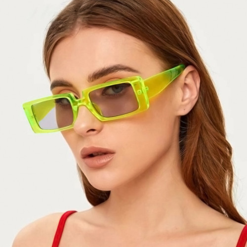 Fluorescent Green Casual Daily Solid Patchwork Sunglasses