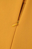 Желтый Повседневный Элегантный однотонный бинт Пэчворк О-образный вырез Три четверти Две части