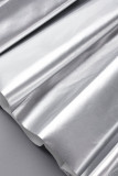 Silver Street Solid Patchwork Fold Cintura alta Tipo A Pantalones de color sólido