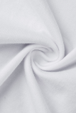Magliette bianche casual con stampa carina patchwork o collo