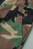 Tute dritte con stampa mimetica da strada casual verde militare stampa patchwork tasca con cerniera colletto rovesciato