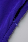 Robe bleu marine décontractée à manches courtes et à encolure dégagée Robes de grande taille