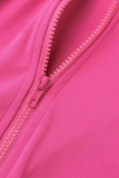 Rose Pink Street patchwork sólido gola redonda manga curta duas peças