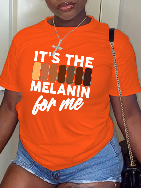 Camisetas con cuello en O de patchwork con estampado de calle naranja