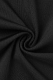 黒のセクシーなソリッド パッチワーク ボウ スパゲッティ ストラップ ペンシル スカート ドレス