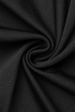 Schwarzer Sexy Print Polka Dot Patchwork Durchsichtiger Schrägkragen Plus Size Jumpsuits