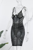 Абрикосовое сексуальное лоскутное горячее сверление с открытой спиной на тонких бретелях без рукавов платье платья