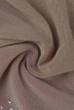 Bourgondische sexy patchwork hete boren doorzichtige O-hals mouwloze jurkjurken