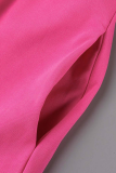 Rose Pink Street patchwork sólido gola redonda manga curta duas peças