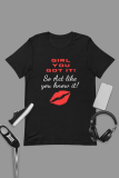 Black Casual Lips Printed Patchwork Letter O Neck T-Shirts