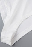 Белые сексуальные однотонные лоскутные перья без бретелек без рукавов из двух частей