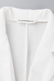 ブラック カジュアル エレガント ソリッド バンデージ パッチワーク フォールド ターンバック カラー ストレート ドレス