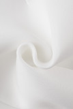 Белые сексуальные однотонные лоскутные асимметричные платья с V-образным вырезом и юбкой в ​​один шаг