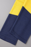 Ropa deportiva informal amarilla Estampado de patchwork Cuello en U Sin mangas Dos piezas