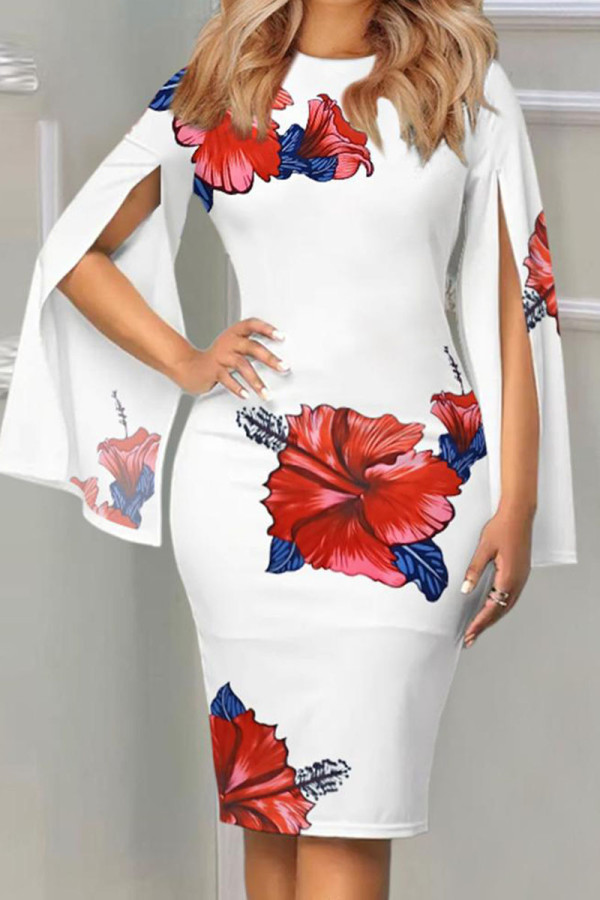 Красно-белые элегантные платья в стиле пэчворк с V-образным вырезом и юбкой в ​​один шаг