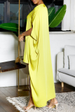 Желтое повседневное однотонное платье в стиле пэчворк с V-образным вырезом Нерегулярное платье Платья
