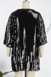 Платья с круглым вырезом в стиле пэчворк Black Street с однотонными блестками