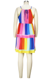 Vestidos saia bolo com estampa sexy colorida patchwork
