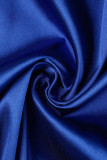 Vestidos de manga comprida azul sexy street patchwork ombro a ombro