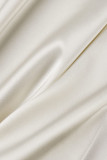 ホワイト セクシー ソリッド パッチワーク 非対称 ホルター イブニングドレス ドレス