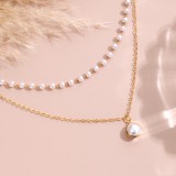 Gold Casual Daily Patchwork Pearl Necklaces