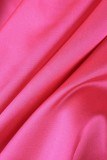 Розово-красное сексуальное однотонное платье без рукавов с открытой спиной на тонких бретелях