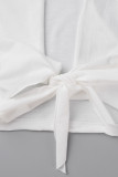 T-shirts à col en V bandage imprimé décontracté blanc sexy