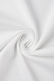 Белый Повседневная спортивная одежда Твердые Пэчворк Складки Спагетти На бретелях Без Рукавов Из двух частей