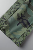 Pantalones estampado de camuflaje casual patchwork regular cintura media estampado completo convencional verde militar