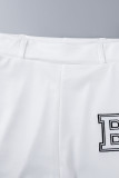 ホワイト カジュアル ストリート ソリッド 刺繍 パッチワーク バックル カーディガン 襟 半袖 ツーピース
