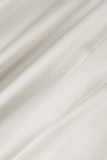 Weißes sexy festes asymmetrisches Neckholder-Abendkleid aus Patchwork