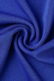 Blue Fashion Sexy Patchwork Sequins See-through Turtleneck Regular Jumpsuits