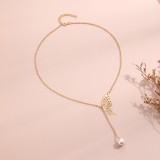 Gold Casual Daily Party Butterfly Patchwork Pearl Necklaces